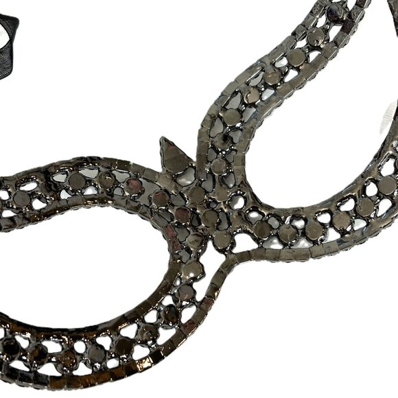 Black Rhinestone Jeweled Metal Harlequin Facemask NWT NOS - Picture 15 of 15
